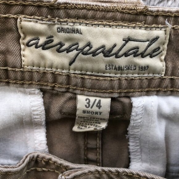 Vintage Aeropostale Womens Pants Size 3/4 Short Khaki Bootcut Casual Classic Tan - Picture 3 of 14